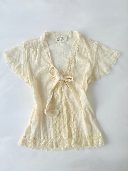 00’s Kumikyoku lace bow top | Size 12