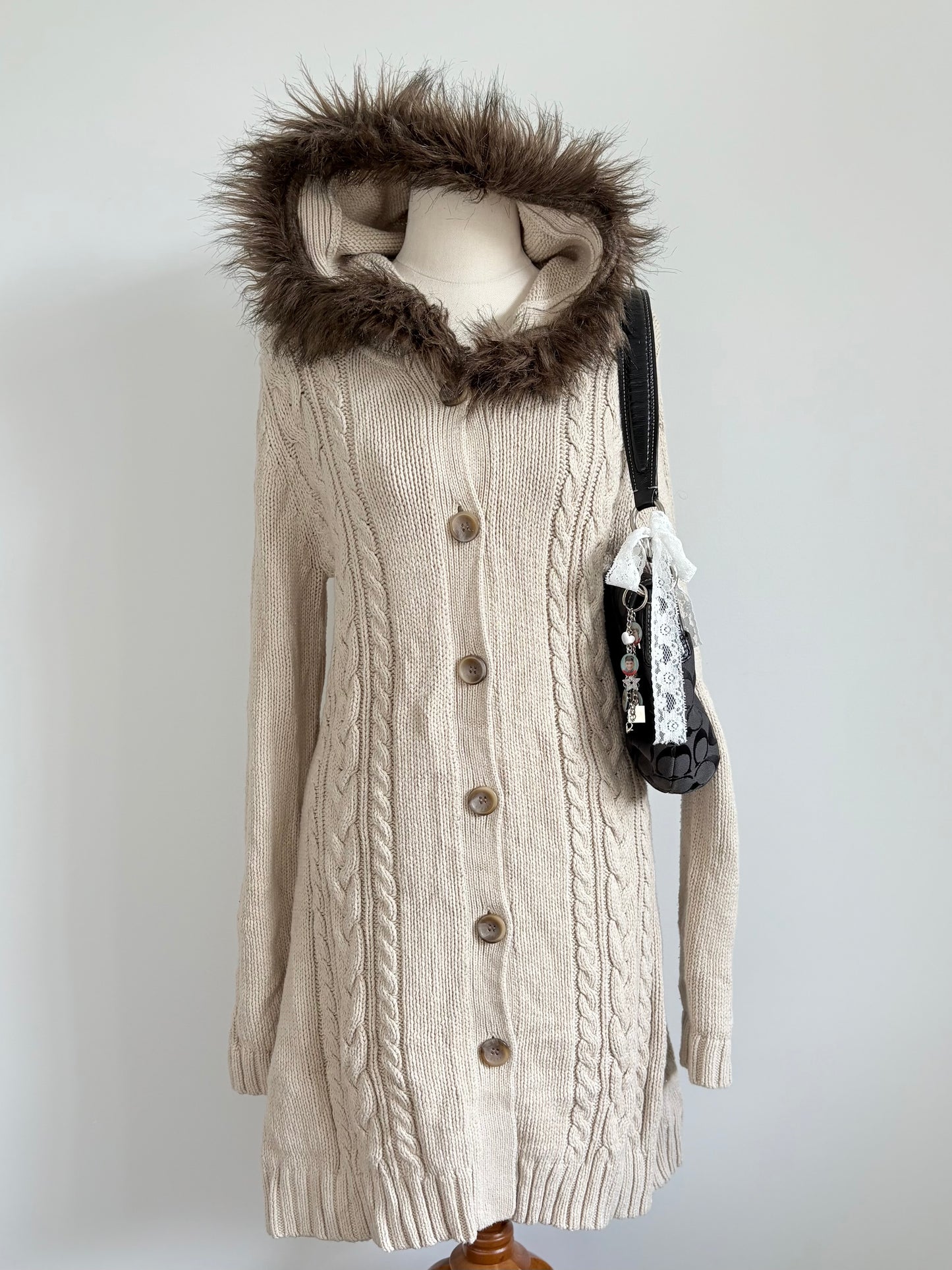 00’s Esprit fur trim longline cardigan | Size medium