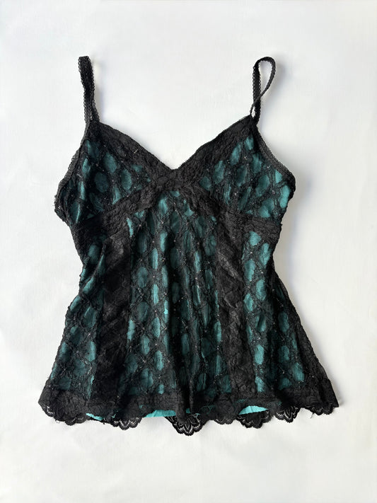 00’s Teal lace Japanese top | Size 10