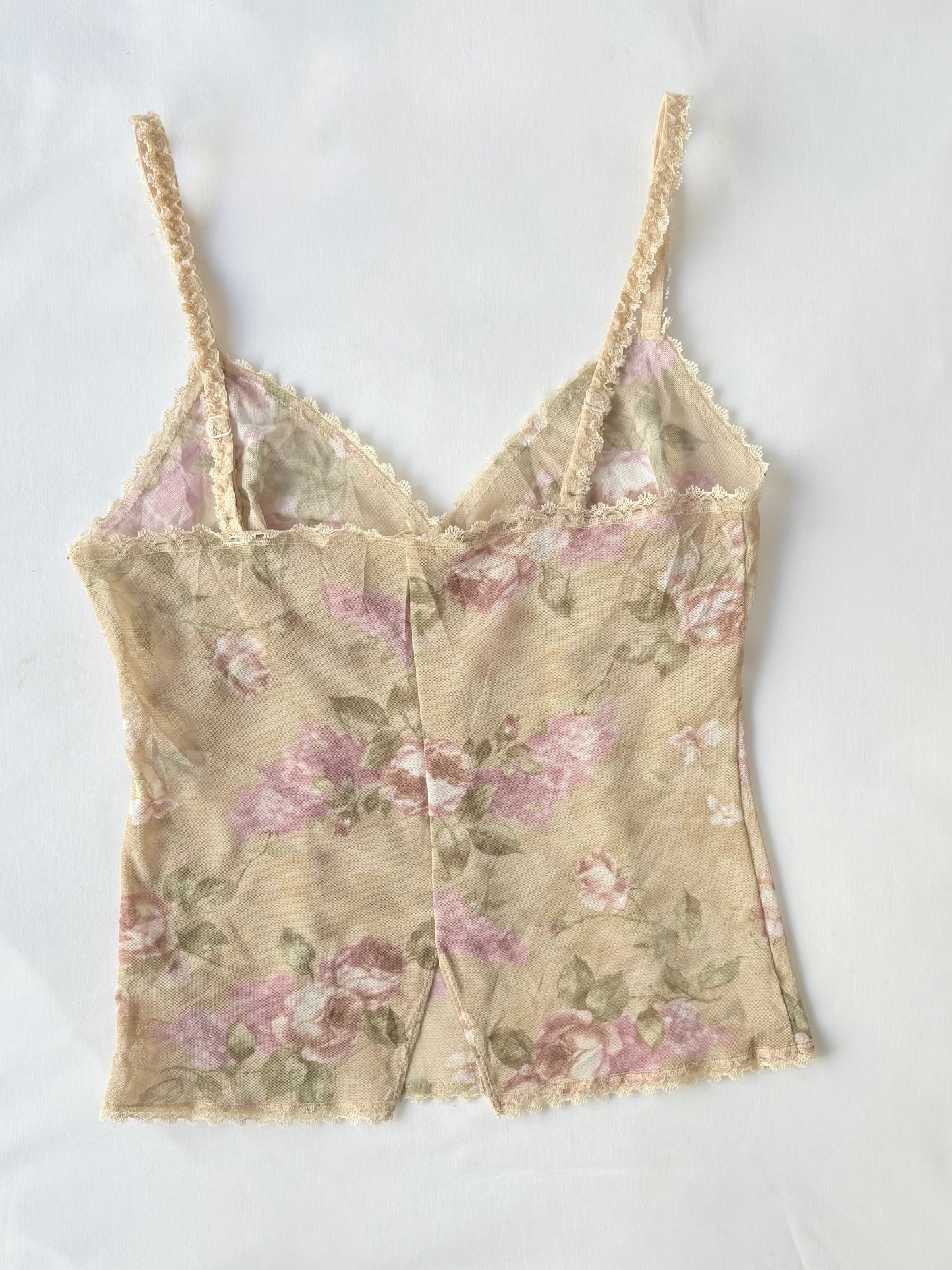 00’s Floral micromesh Japanese cami | Size 8