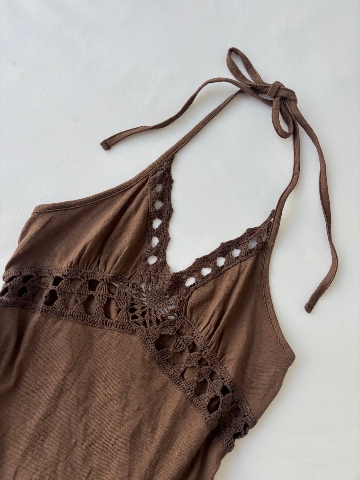 00’s Brown crochet halter top | Size medium