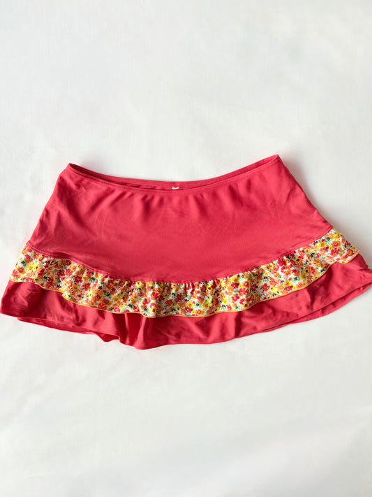 00’s Red ruffle micro skirt | Size 6-8