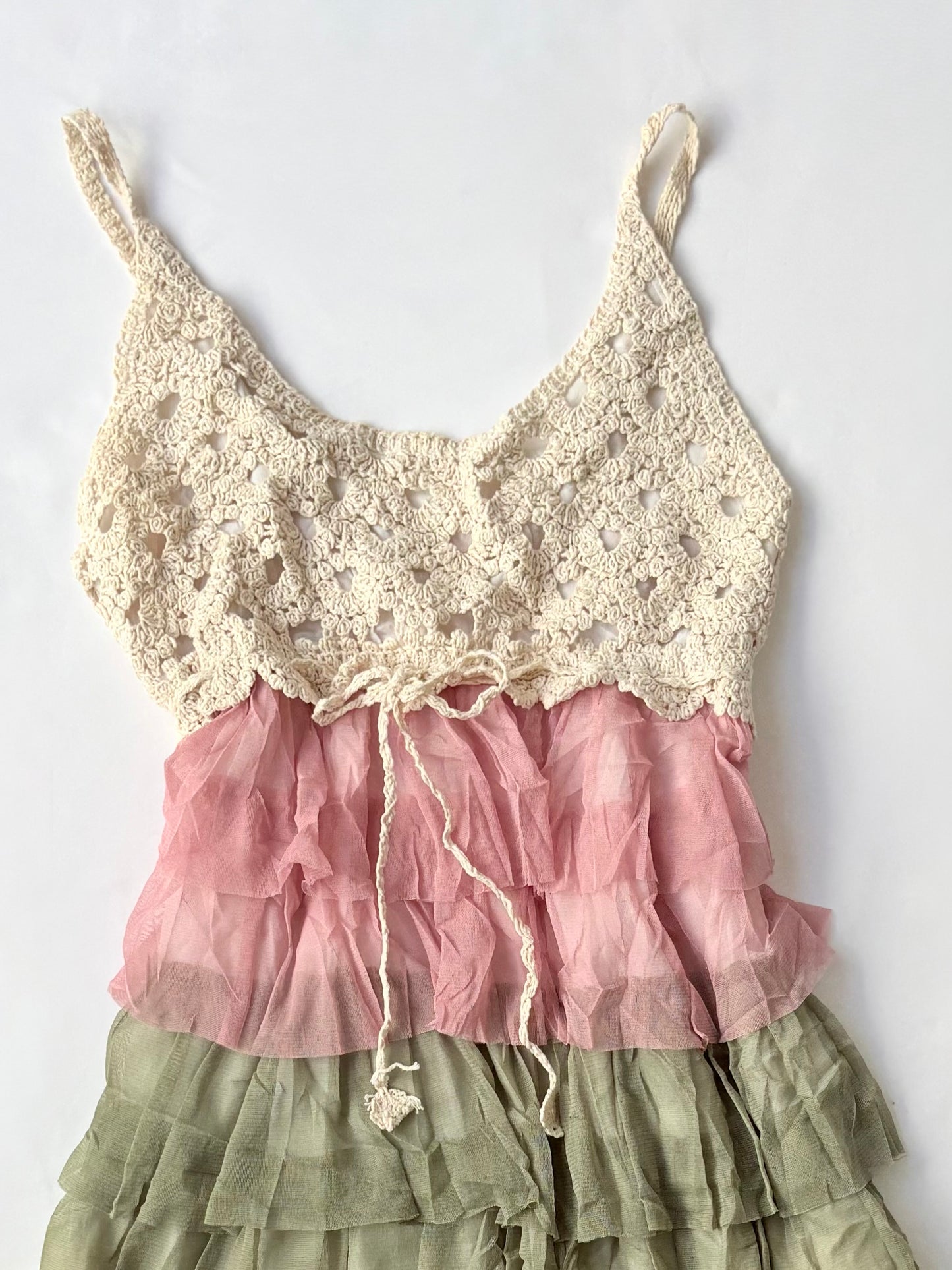 00’s Tiered crochet mini dress | Size medium