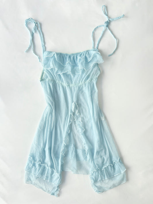 00’s Blue ruffle slip dress | Size small