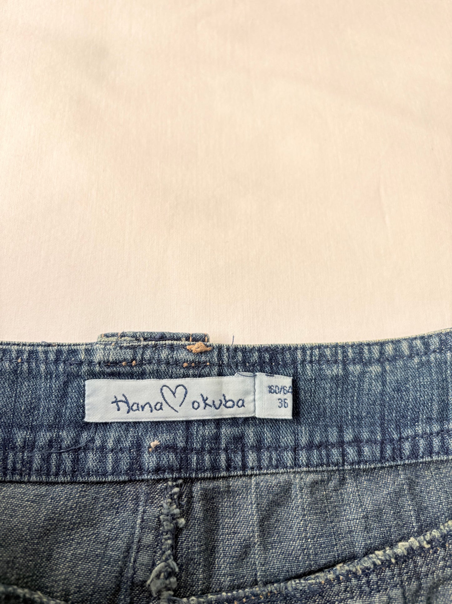 00’s Crochet flower denim skirt | Size 8