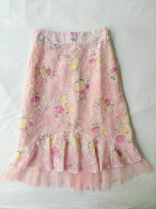 00’s Tulle floral midi skirt | Size 4-6