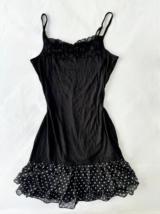 00’s Polka dot ruffle mini dress | Size medium