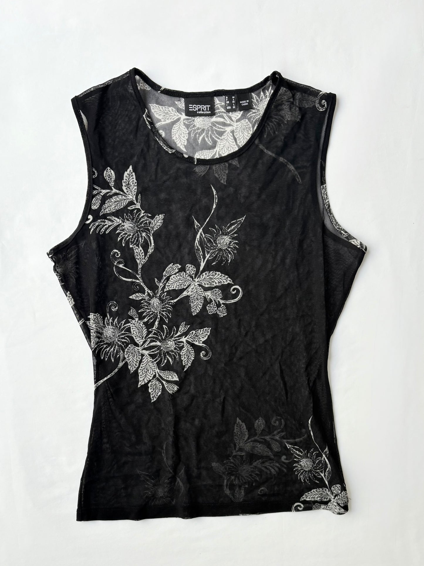 00’s Esprit floral mesh tank | Size medium