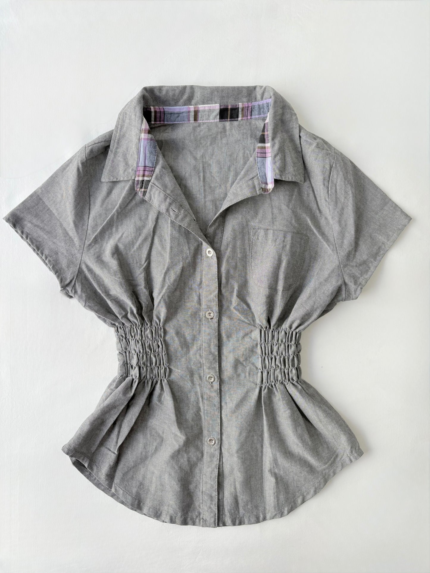 00’s Grey cinched shirt | Size 12-14