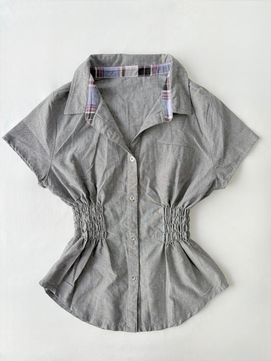 00’s Grey cinched shirt | Size 12-14