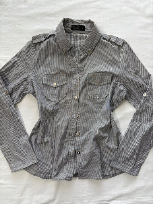 00’s Grey striped shirt | Size 12