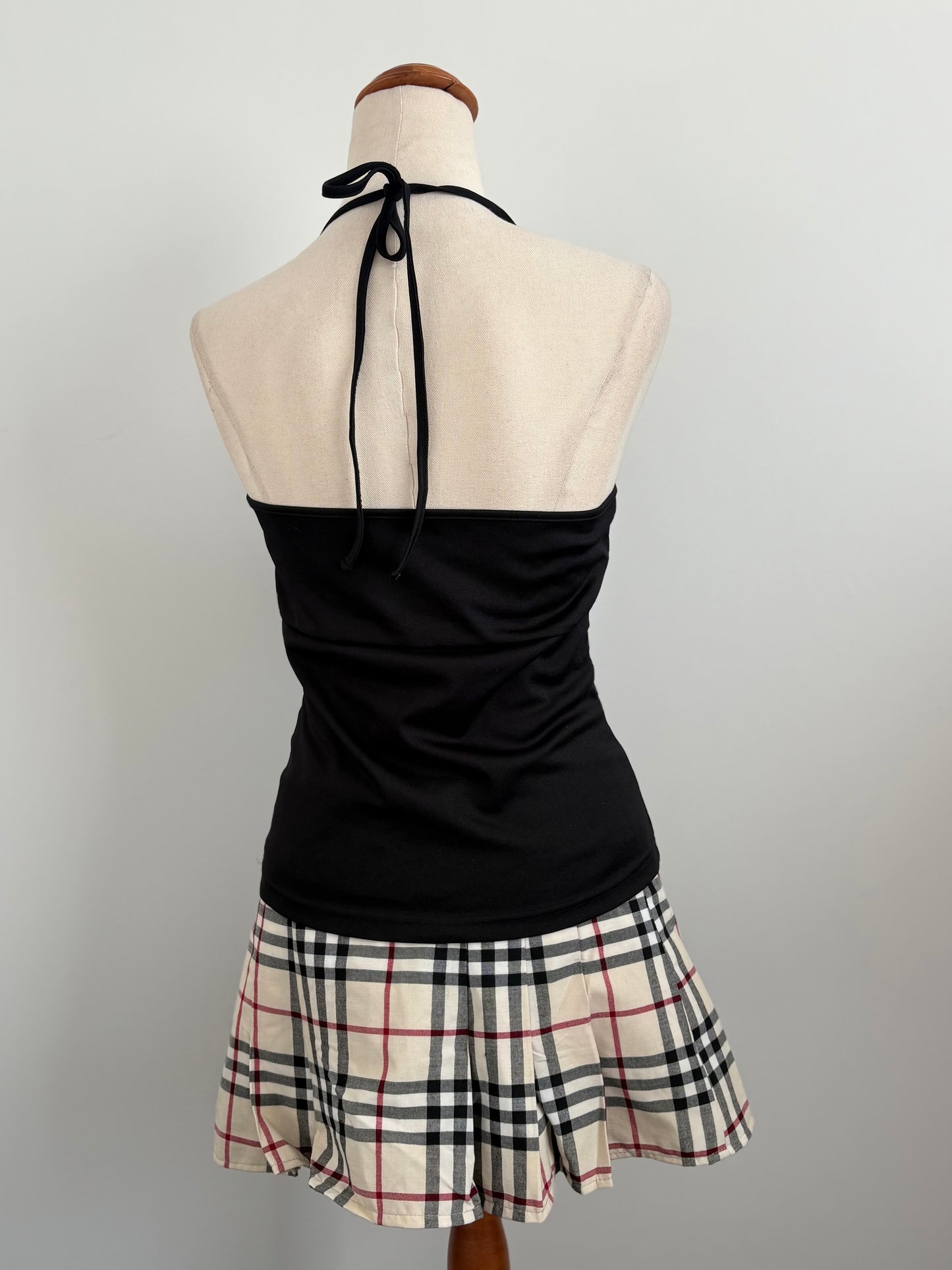 00’s Cream plaid buckle skirt | Size 8