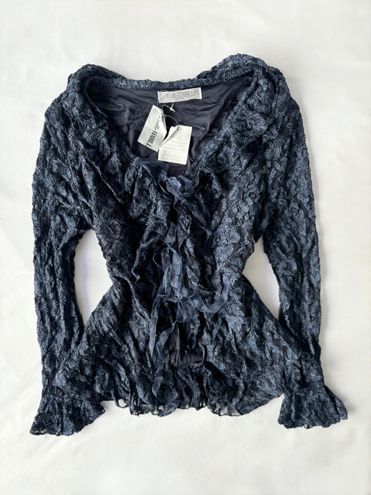 00’s Navy tie front flared top | Size medium