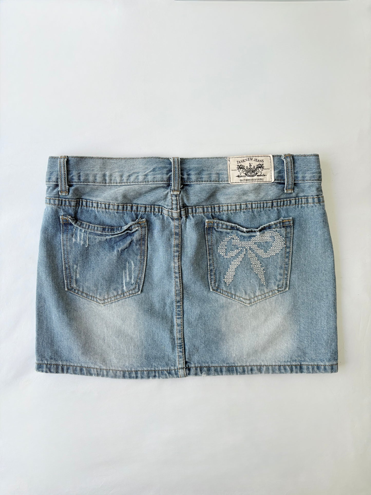 00’s Bow denim mini skirt | Size 12