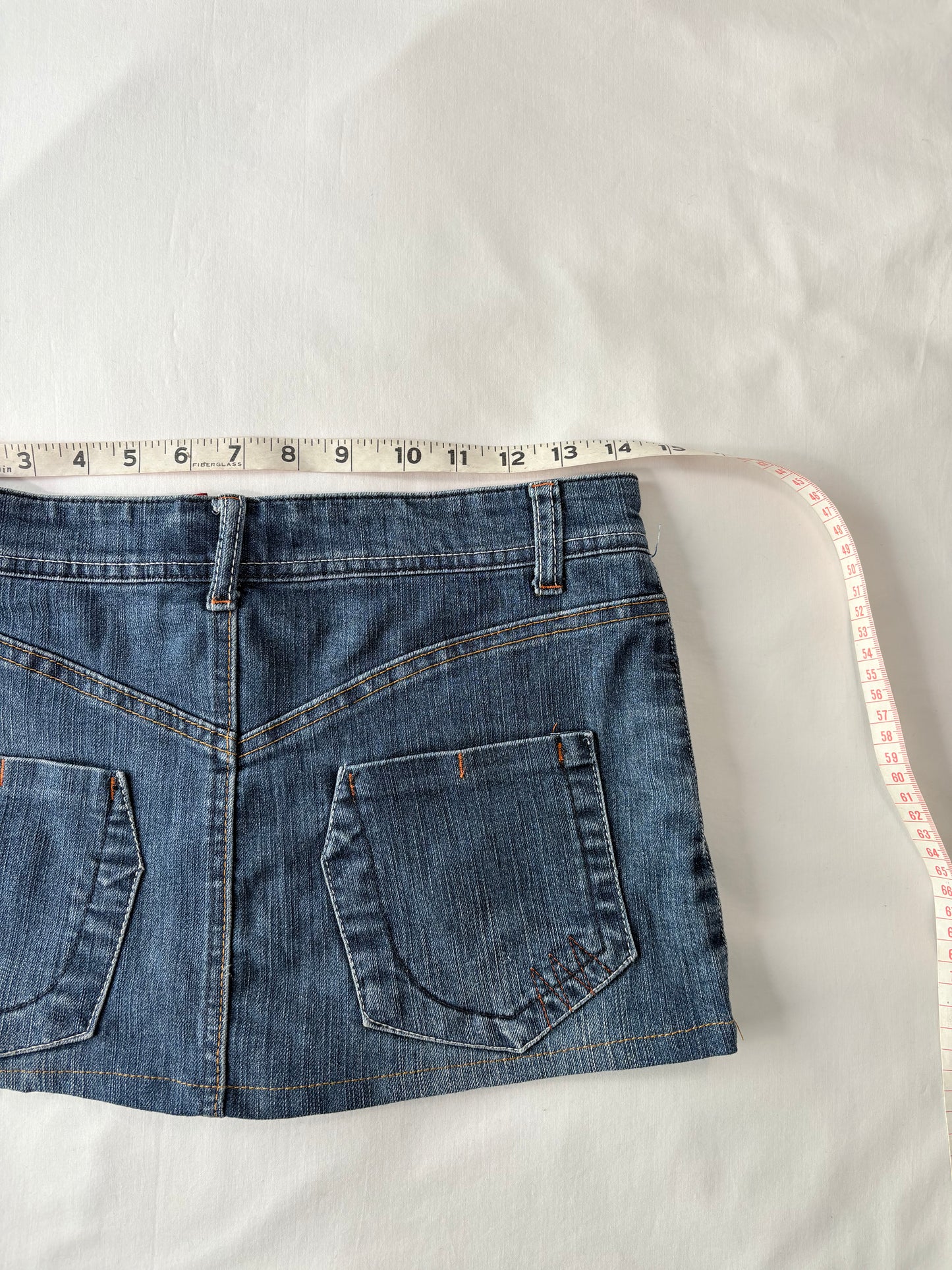 00’s Orange contrast stitch denim skirt | Size 8