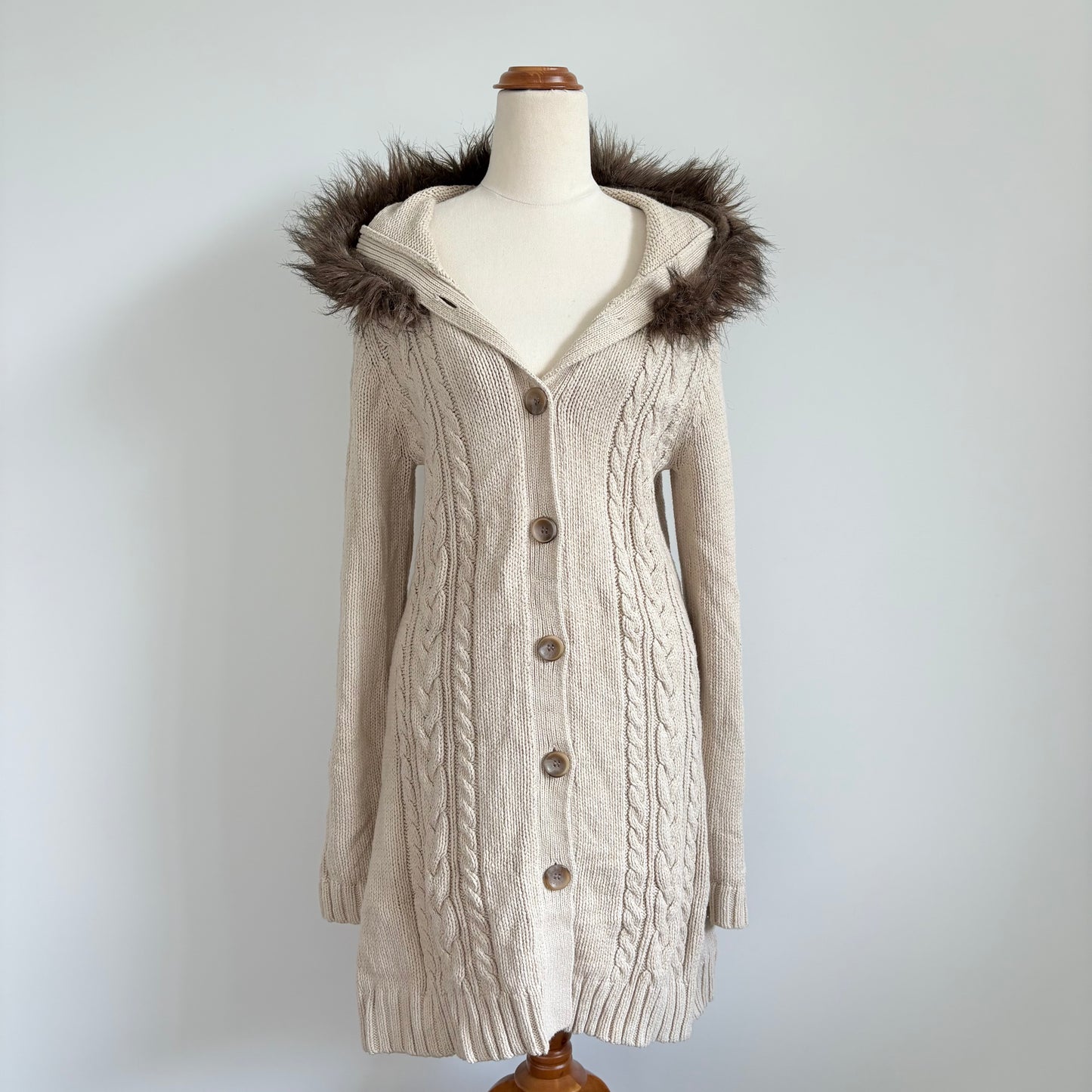00’s Esprit fur trim longline cardigan | Size medium