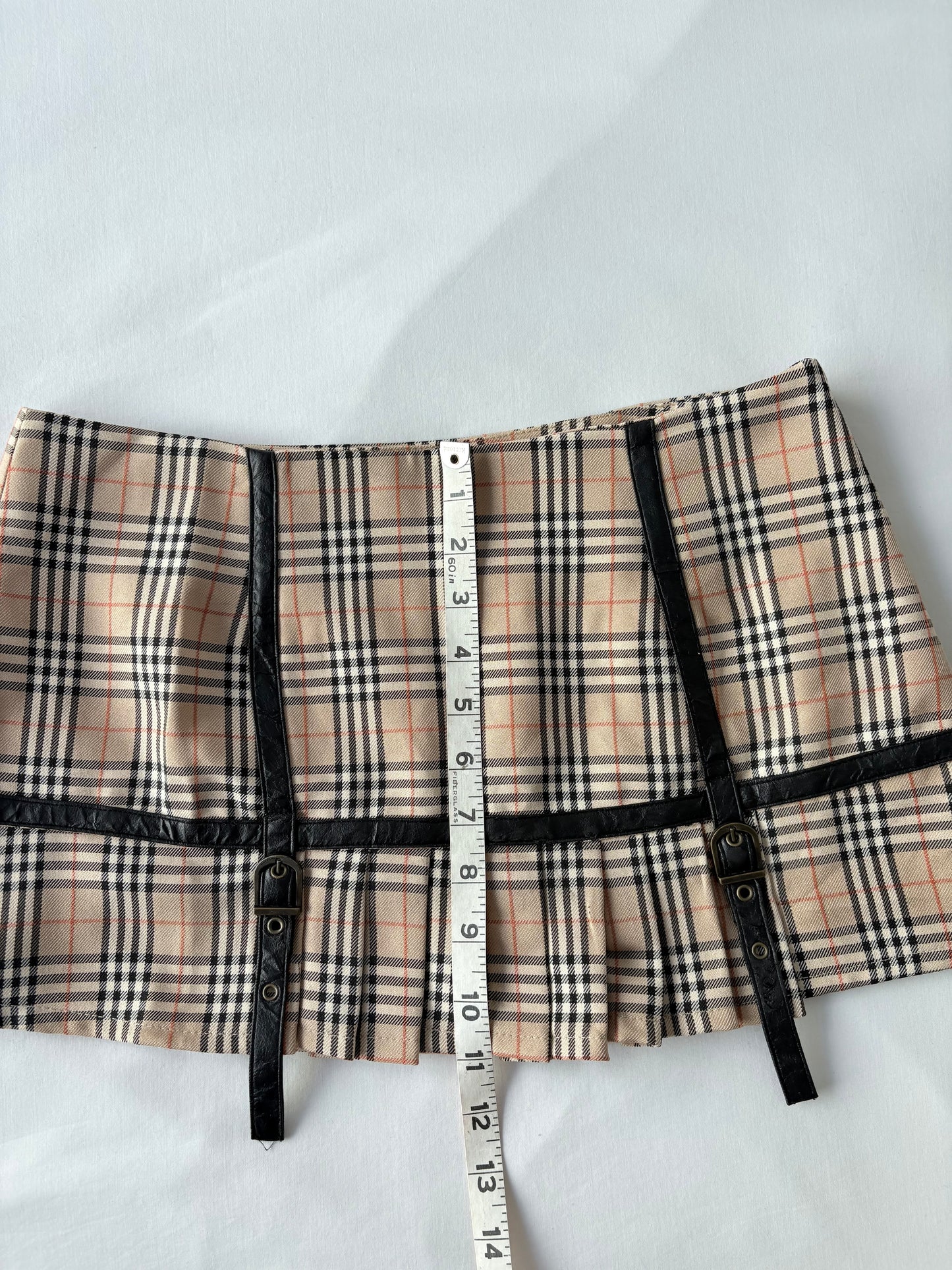 00’s Buckle plaid mini skirt | Size 8