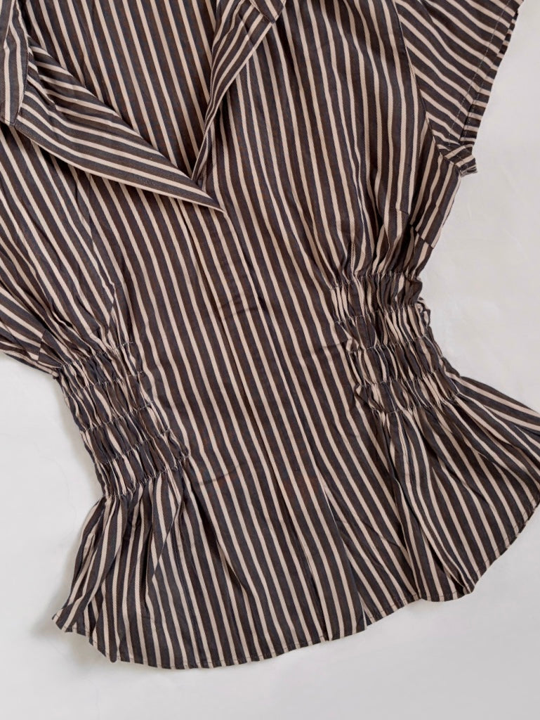 00’s Brown striped cinched shirt | Size 10