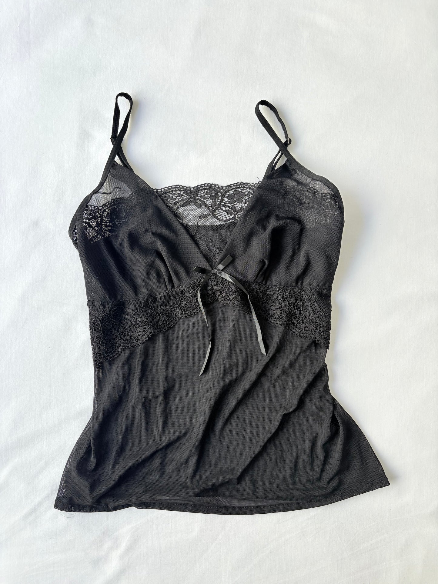 00’s Black micro mesh cami | Size 10