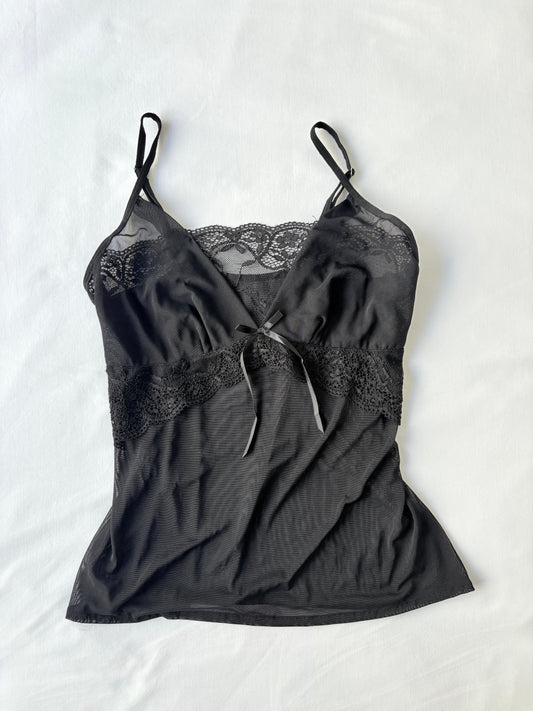 00’s Black micro mesh cami | Size 10