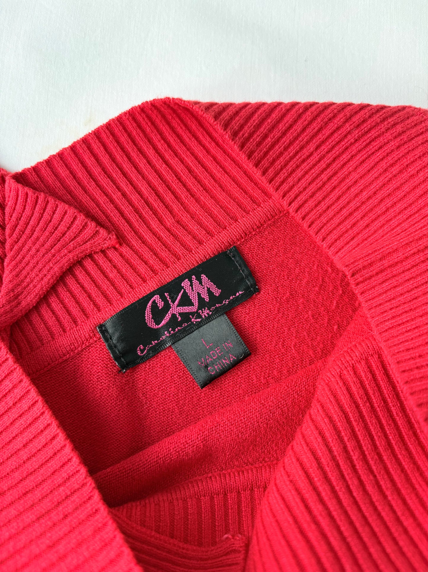 00’s CKM red ribbed knit | Size medium