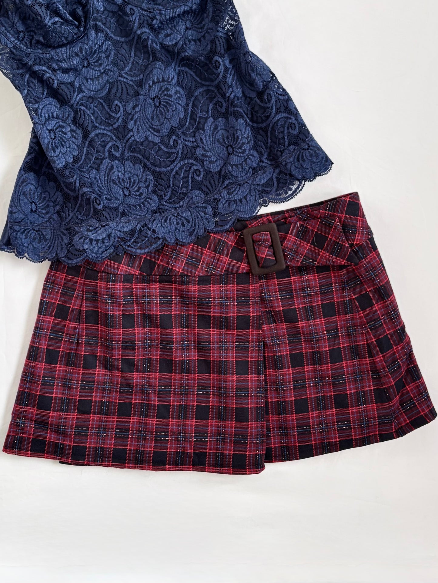 00’s Arthur Yu red plaid skirt | Size 6