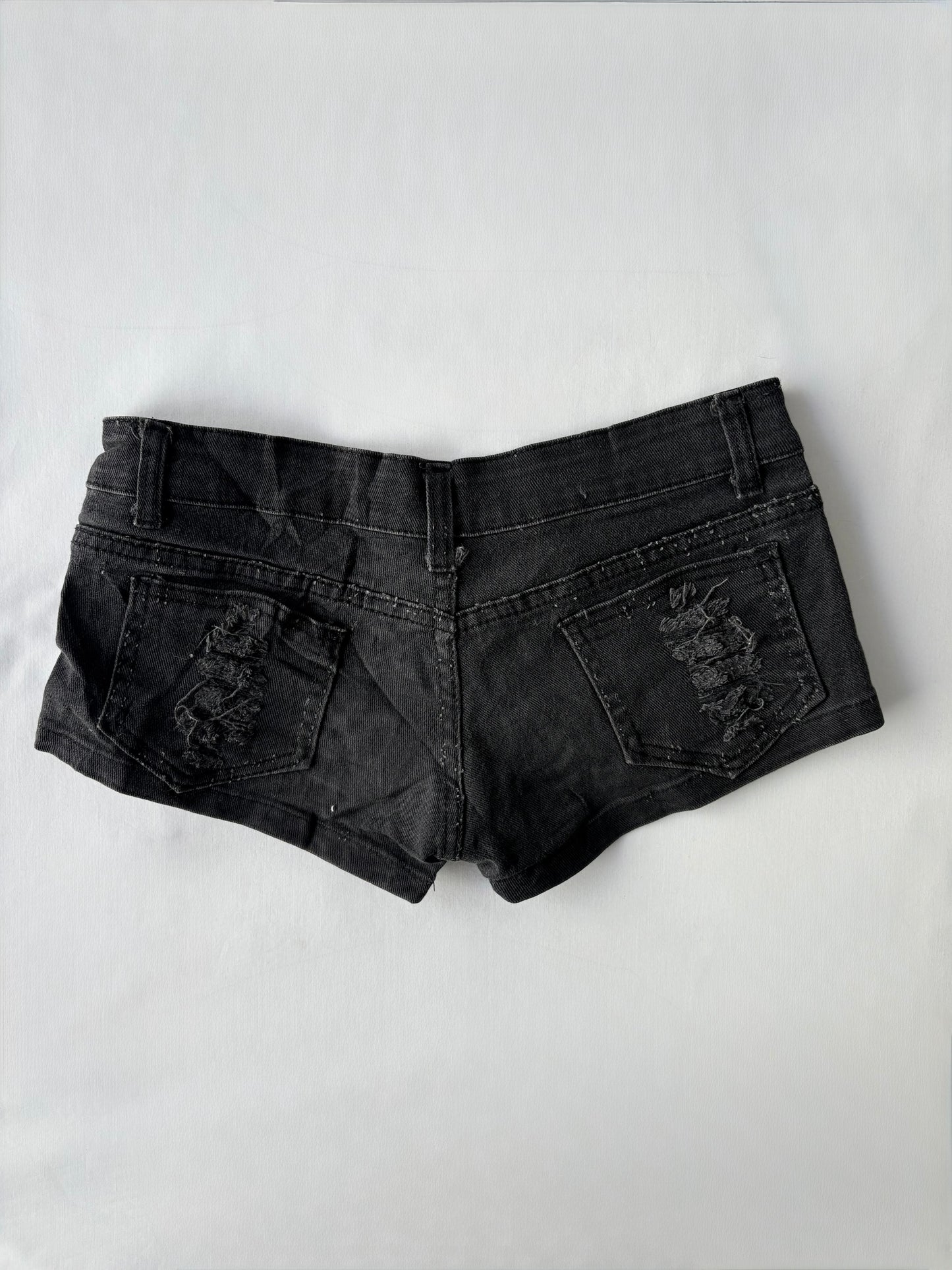 00’s Black micro low rise shorts | Size 6