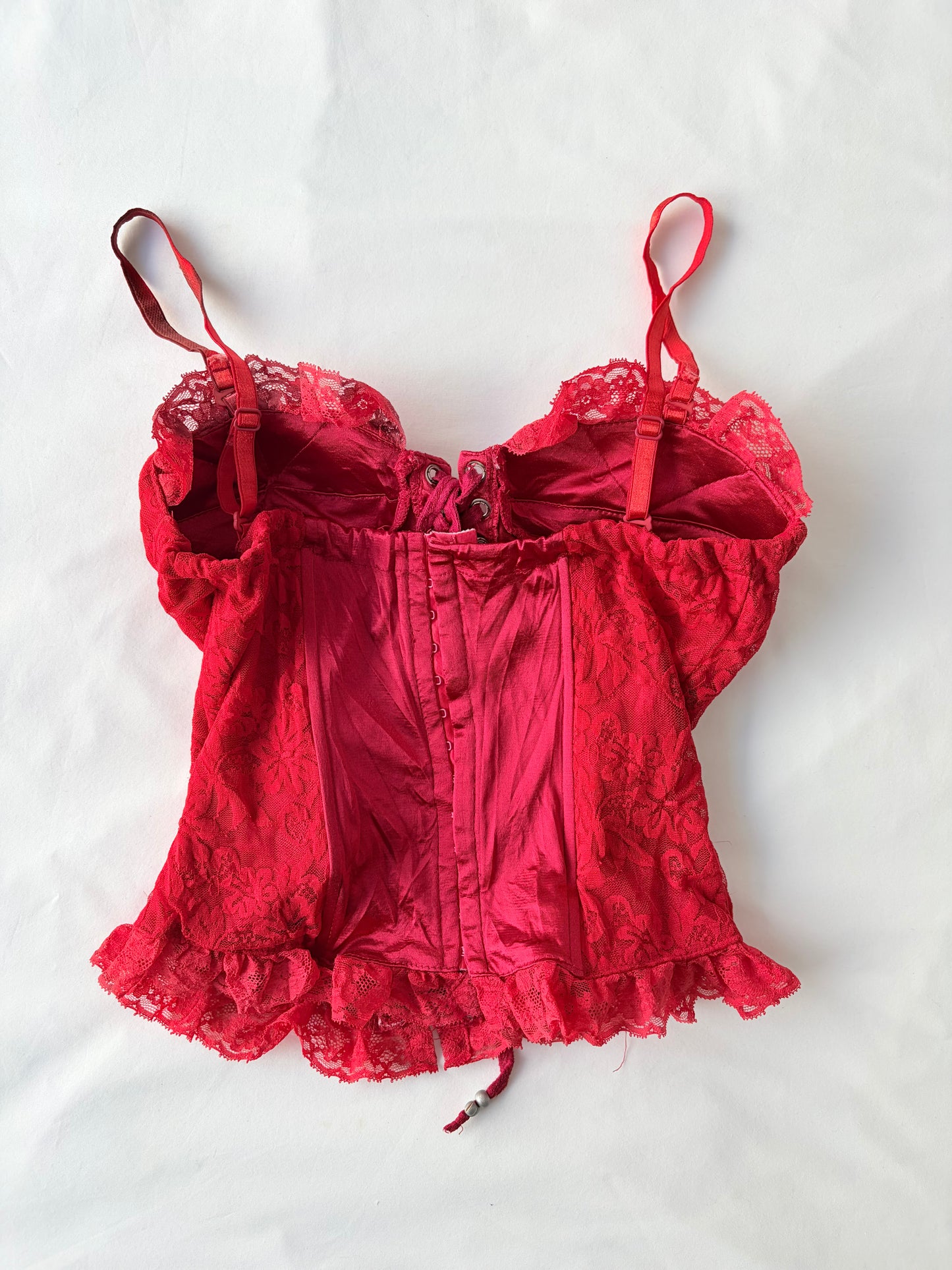 00’s Red lace up corset | Size XS