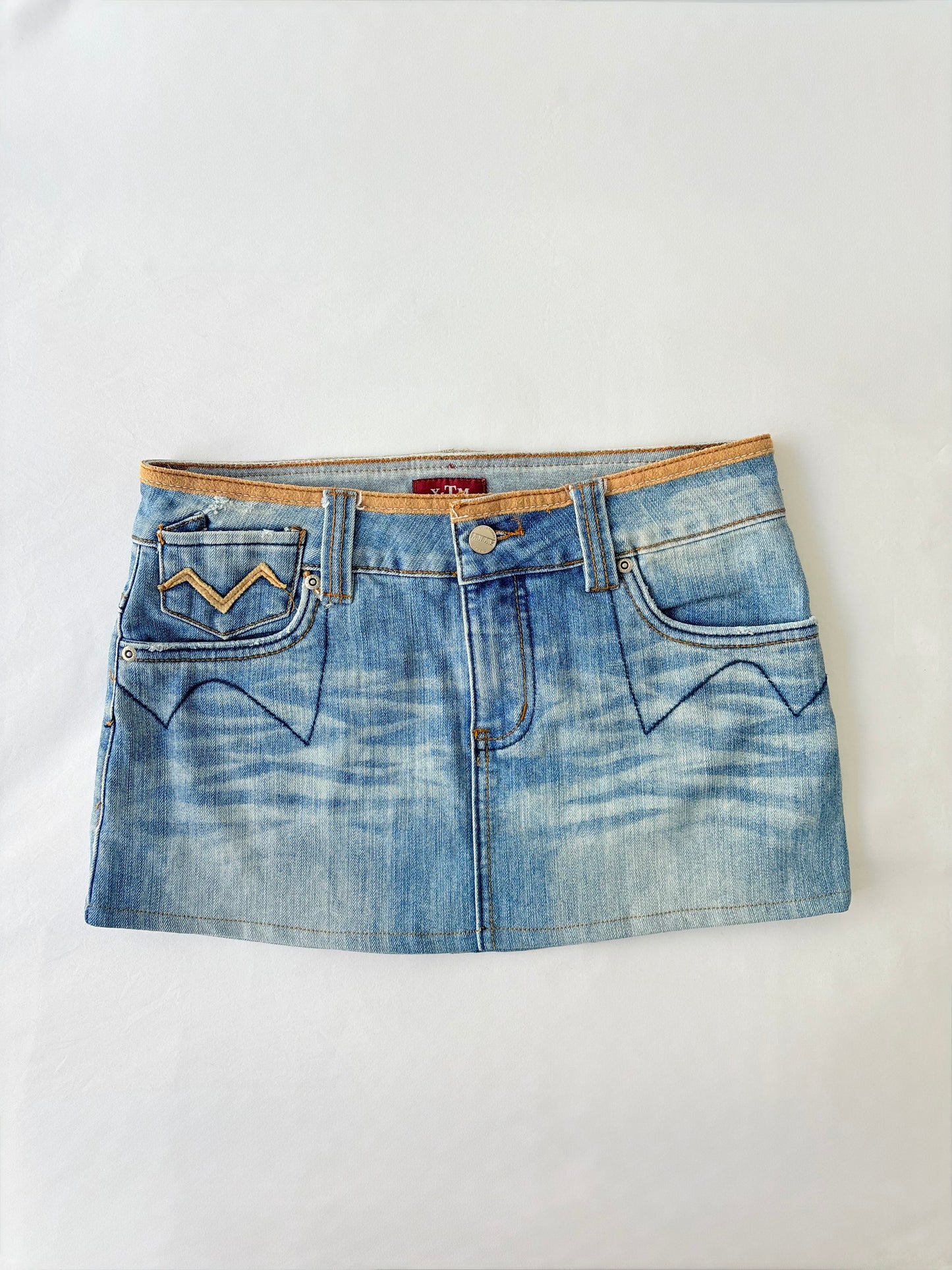 00’s Zig zag denim mini skirt | Size 8