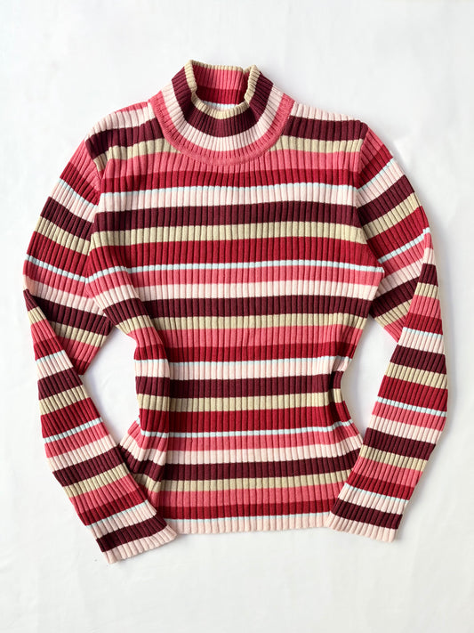 00’s Mock neck striped knit | Size 12