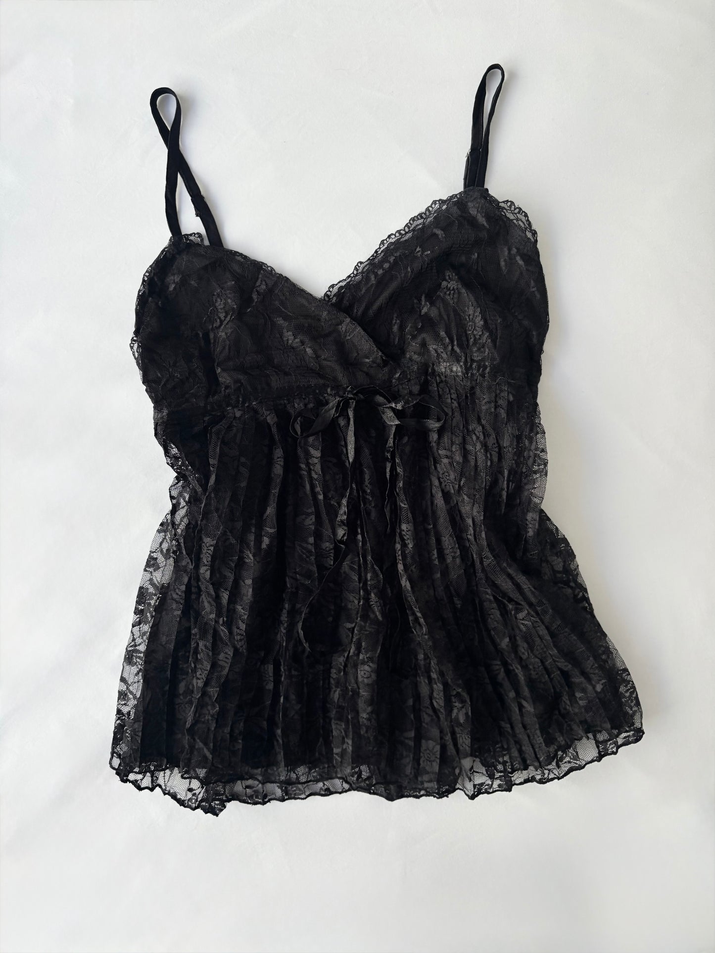 00’s Slow Steady pleated black top | Size 8