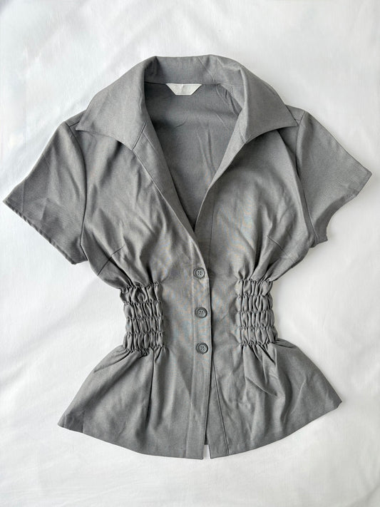 00’s Cinched grey shirt | Size 10