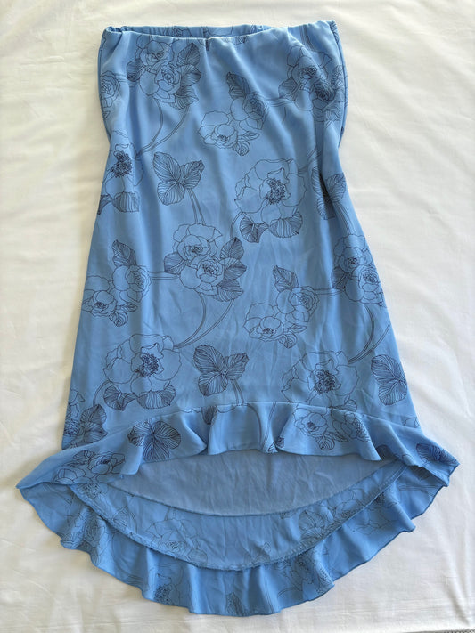00’s Blue asymmetrical midi skirt | Size 14