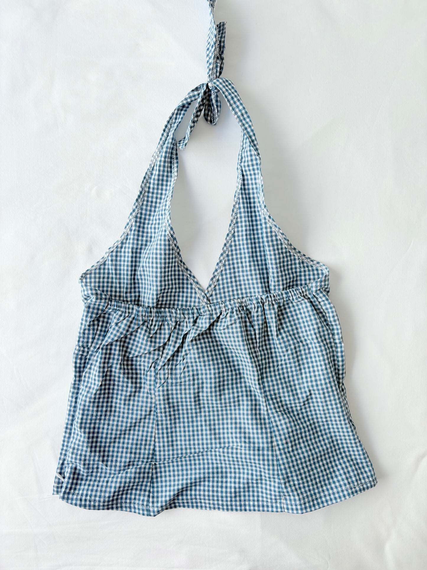 00’s Blue plaid halter tank | Size 10