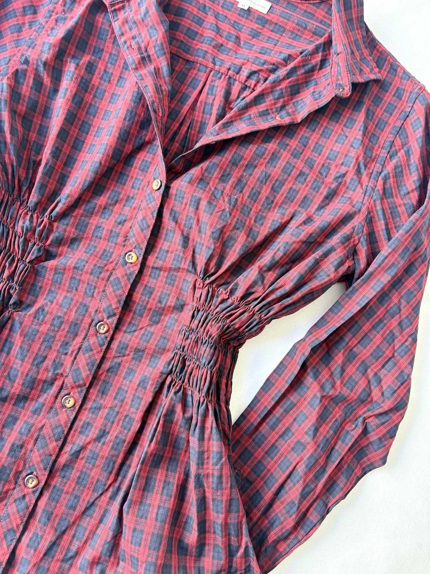 00’s Red plaid cinched shirt | Size 10