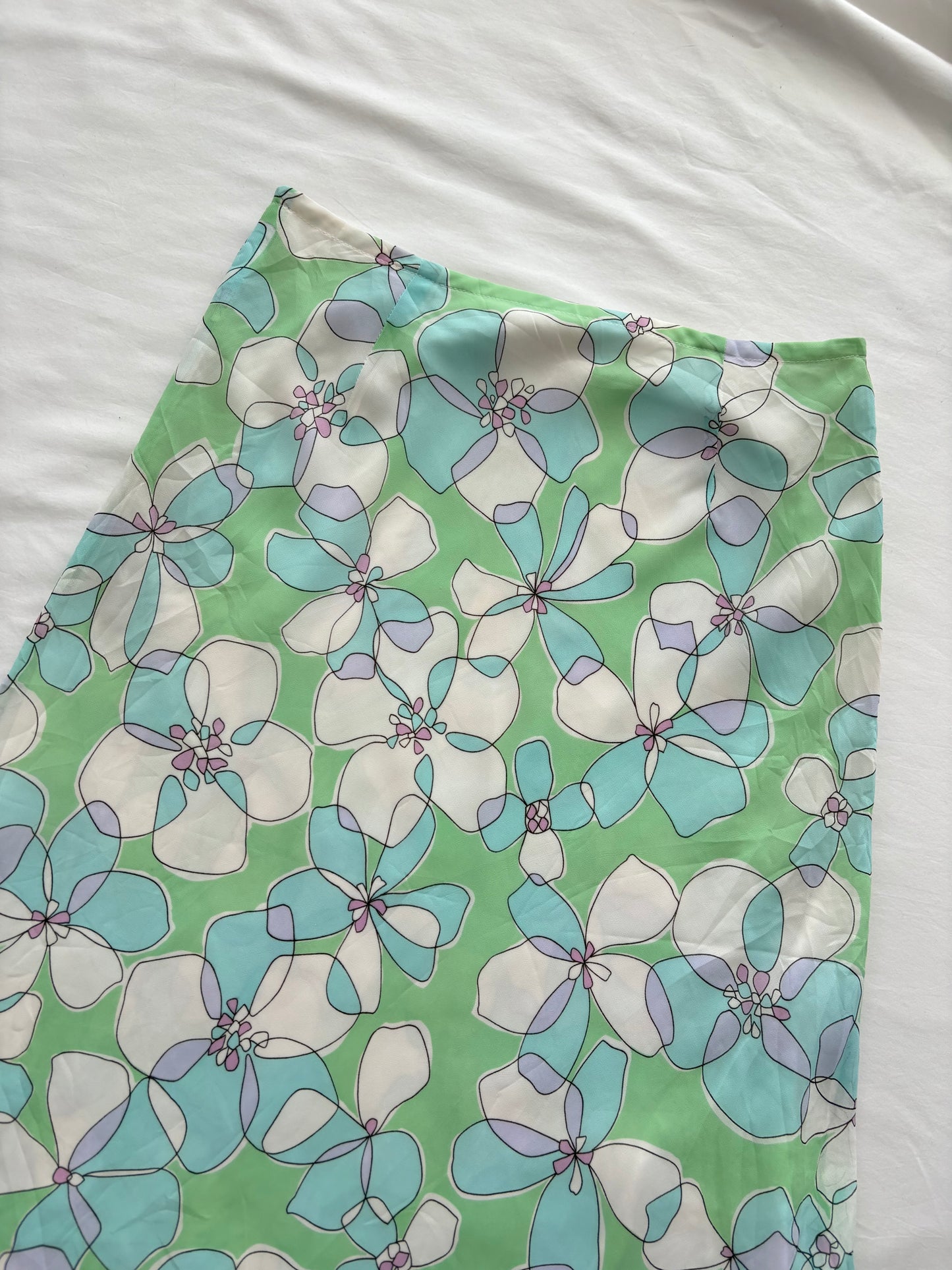 00’s Green floral midi skirt | Size 6