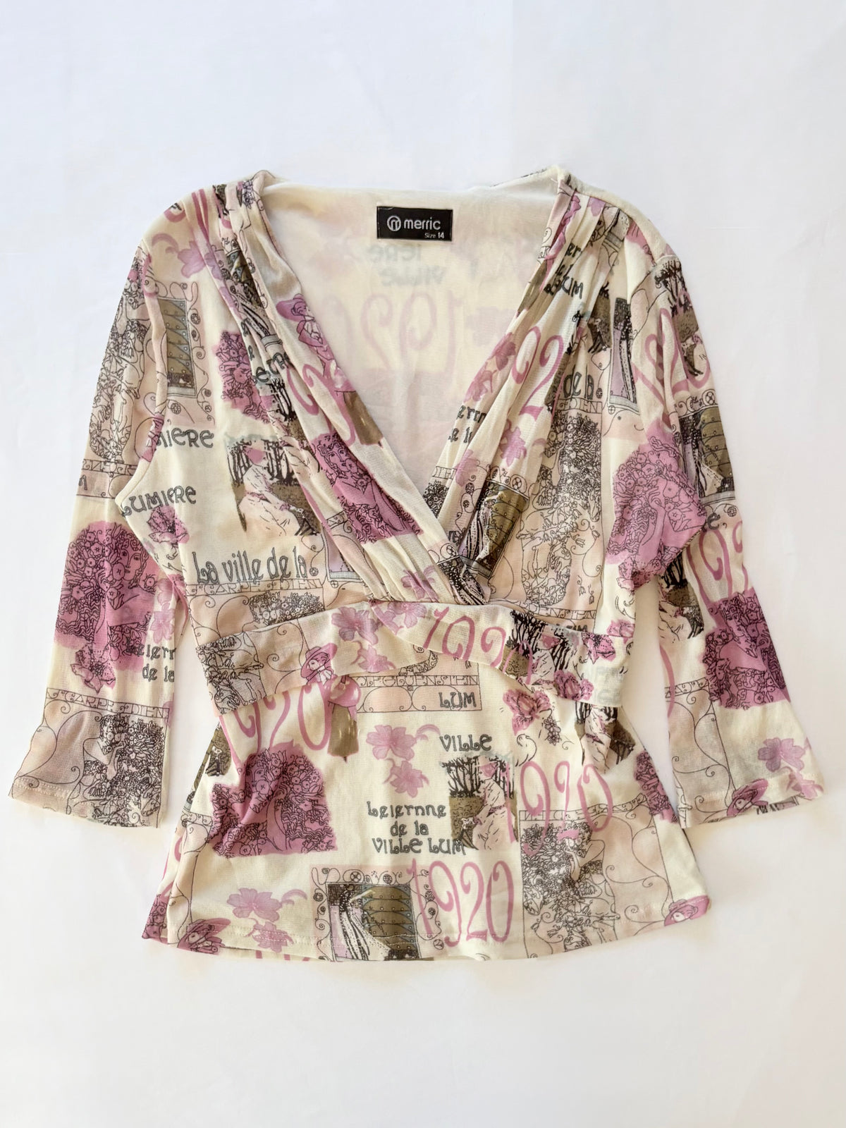 00’s Merric pink patterned top | Size 14