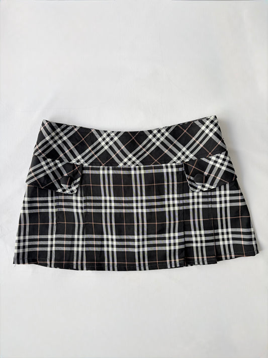 00’s Plaid button mini skirt | Size 8