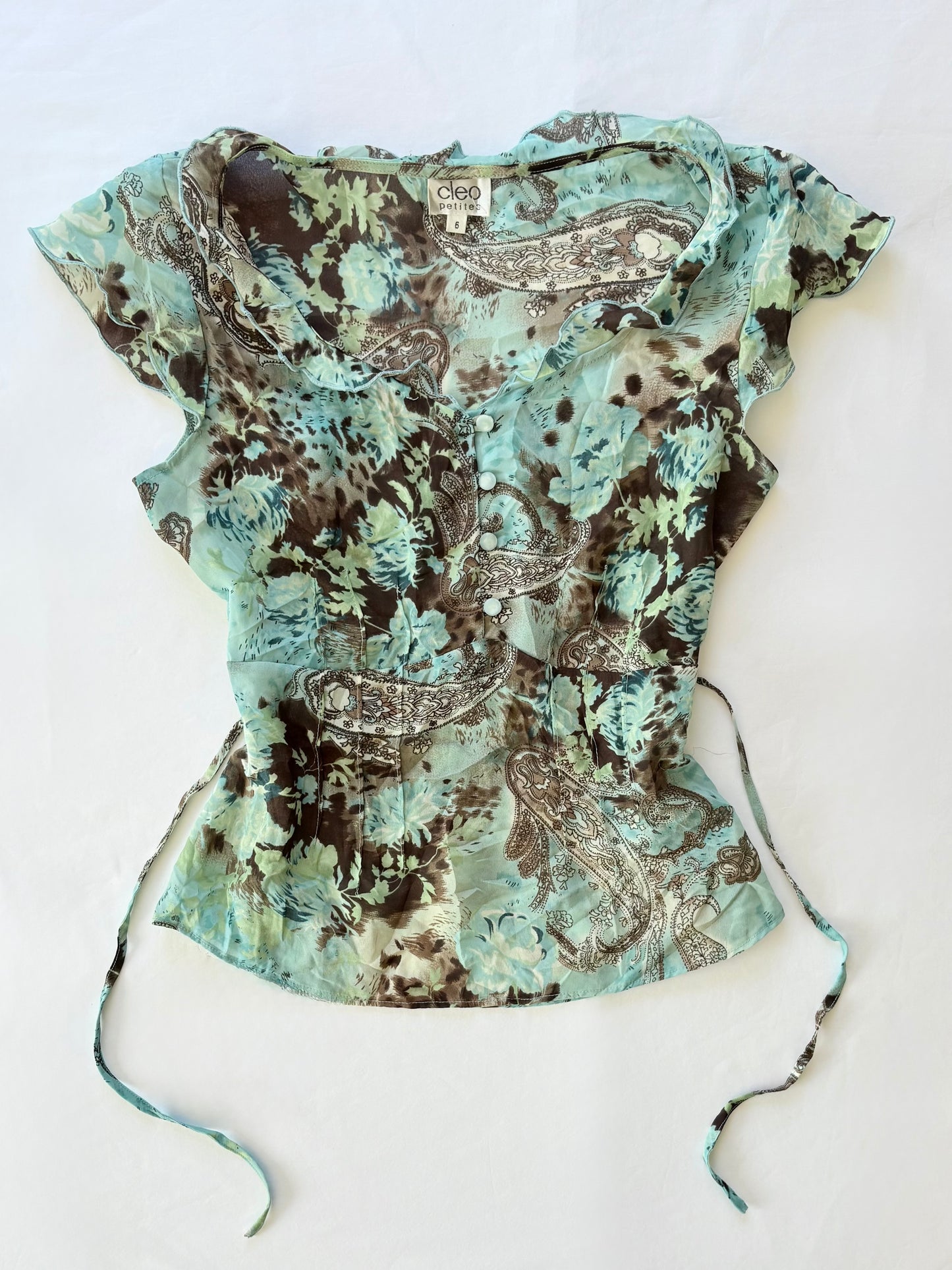 00’s Cleo paisley tie top | Size 10-12