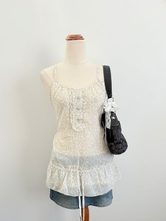 00’s Leopard Japanese cream top | Size large
