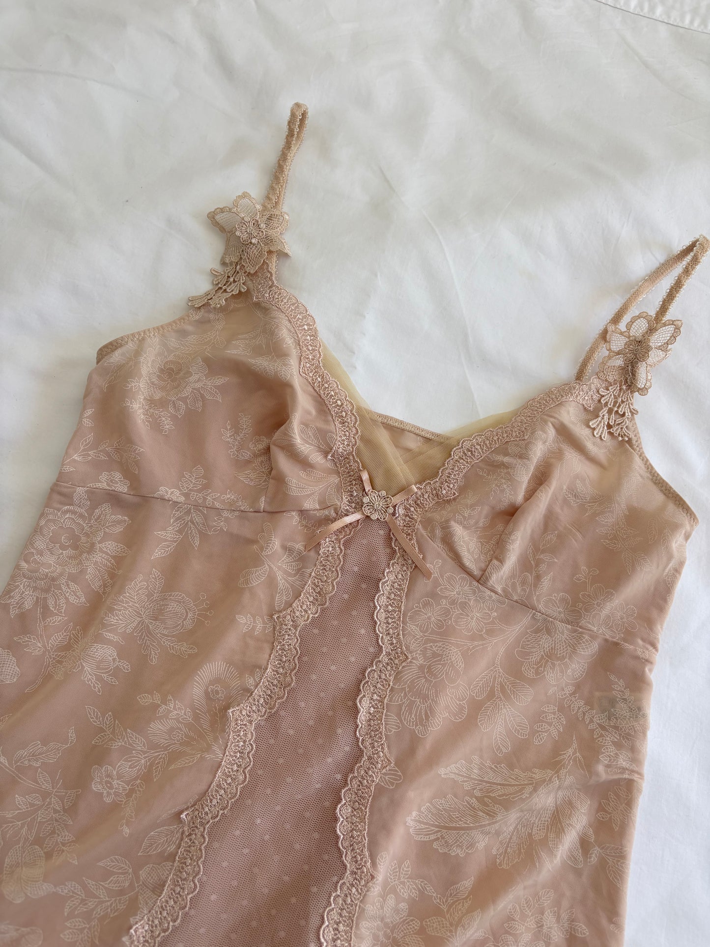 90’s Cream lace mini slip dress | Size 8