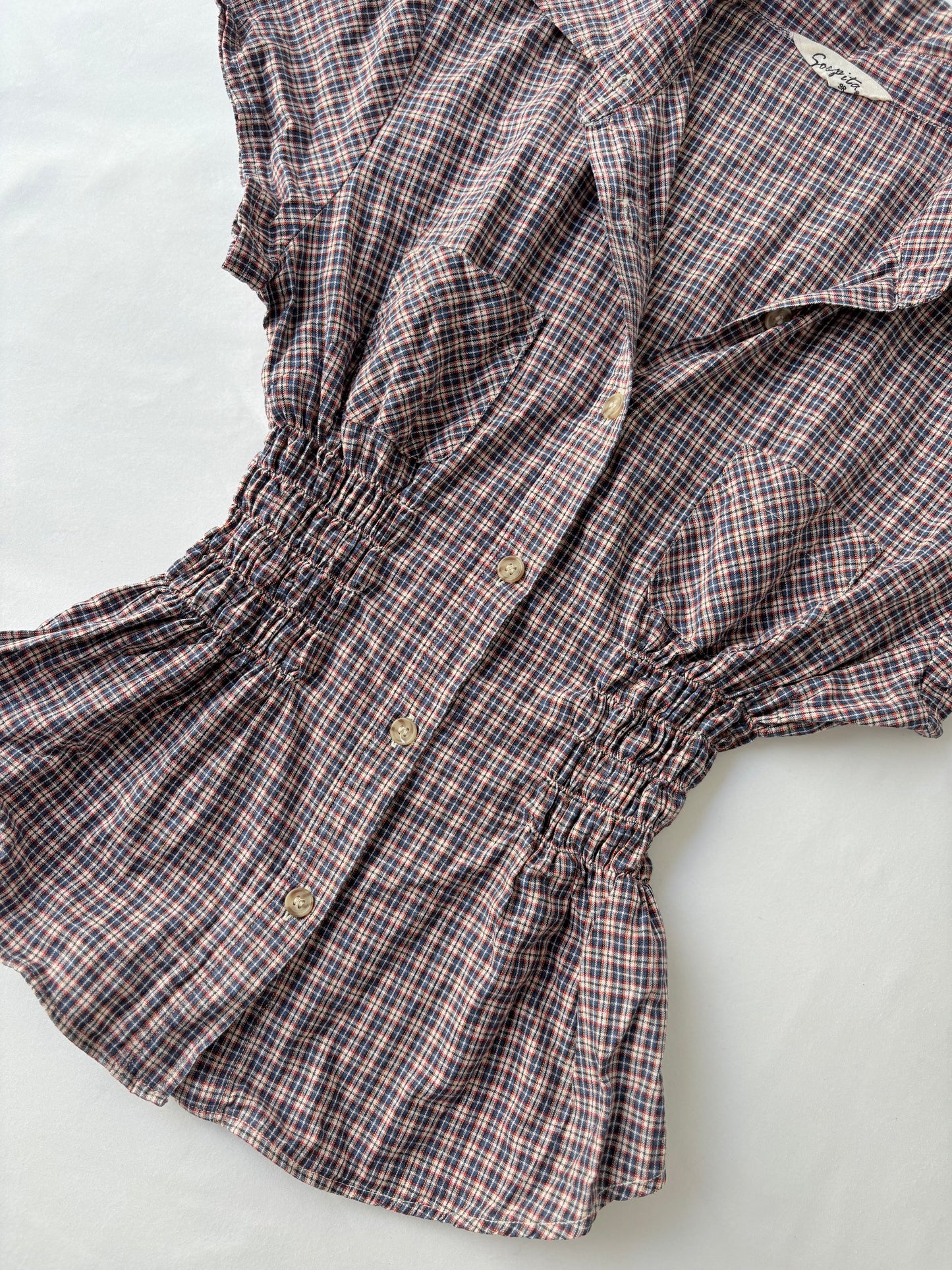 00’s Plaid pocket cinched shirt | Size 8
