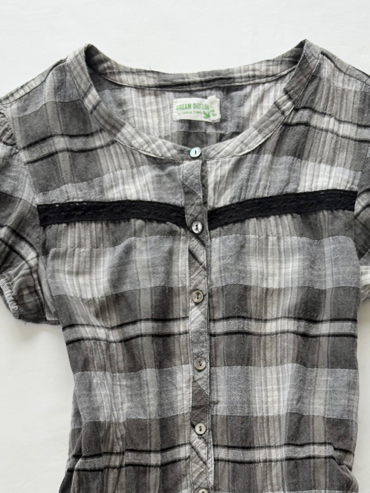 00’s Plaid babydoll puff sleeve top | Size 10