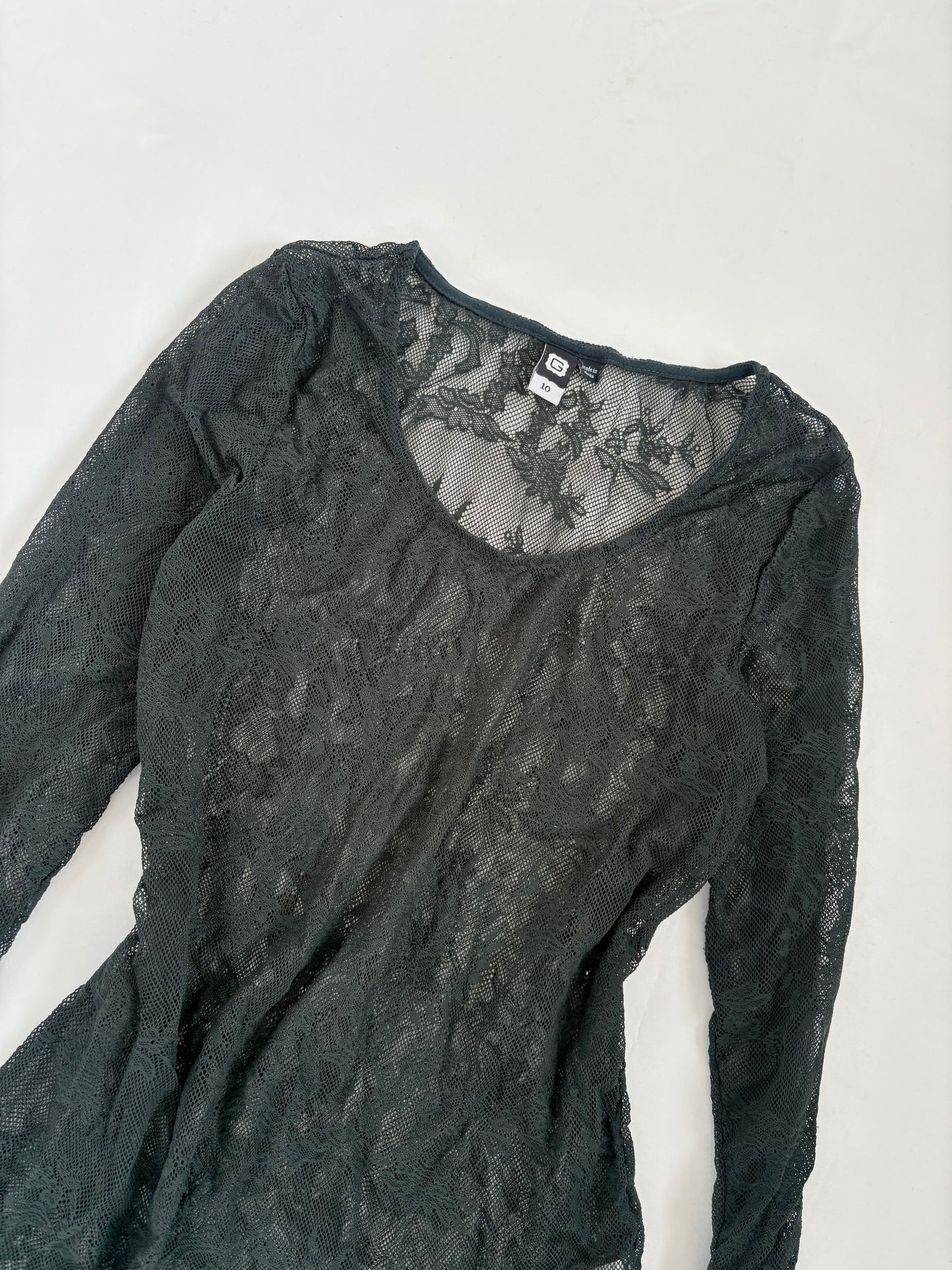 00’s Forrest green lace long sleeve | Size 10
