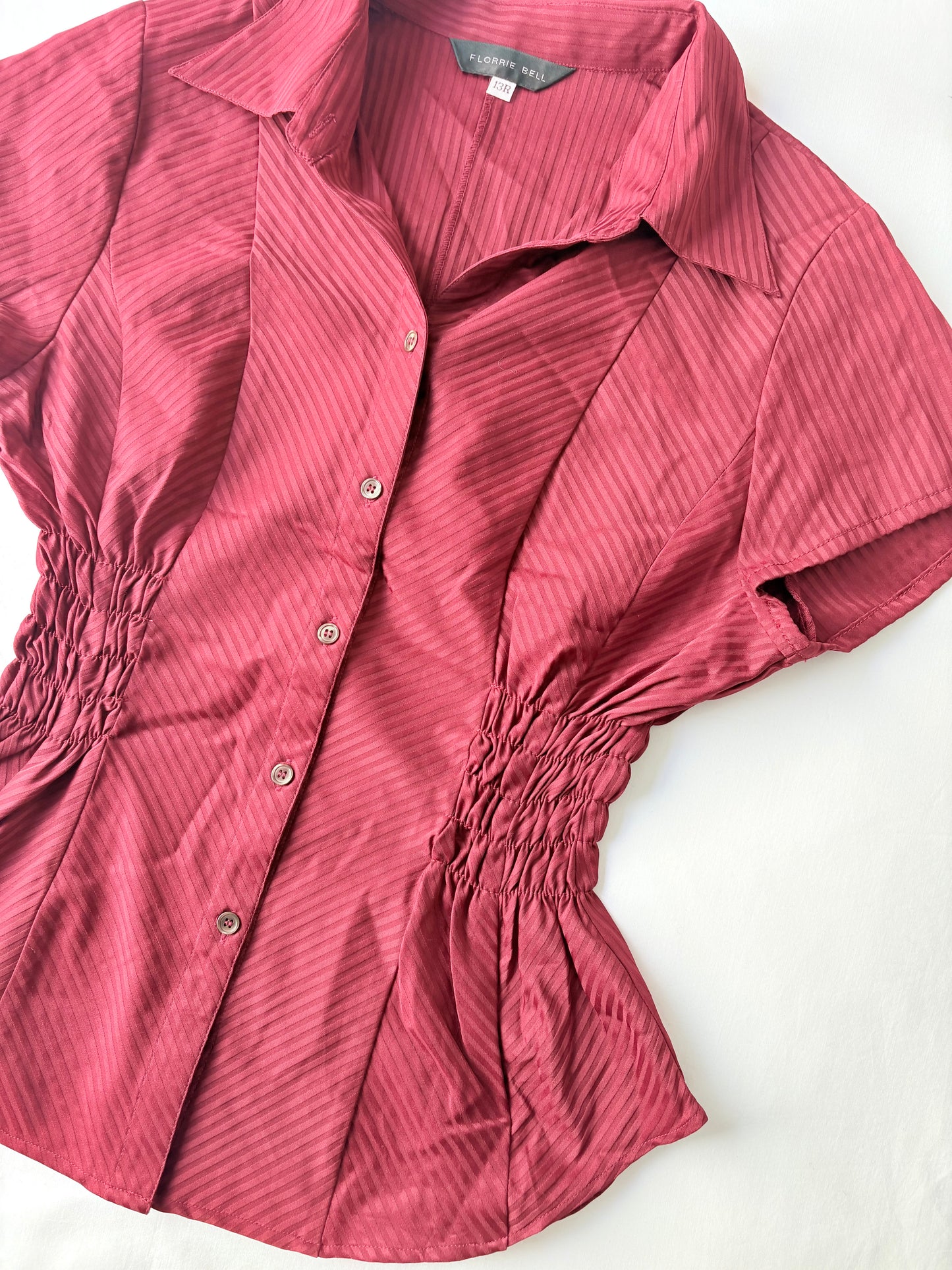 00’s Maroon cinched shirt | Size 14-16
