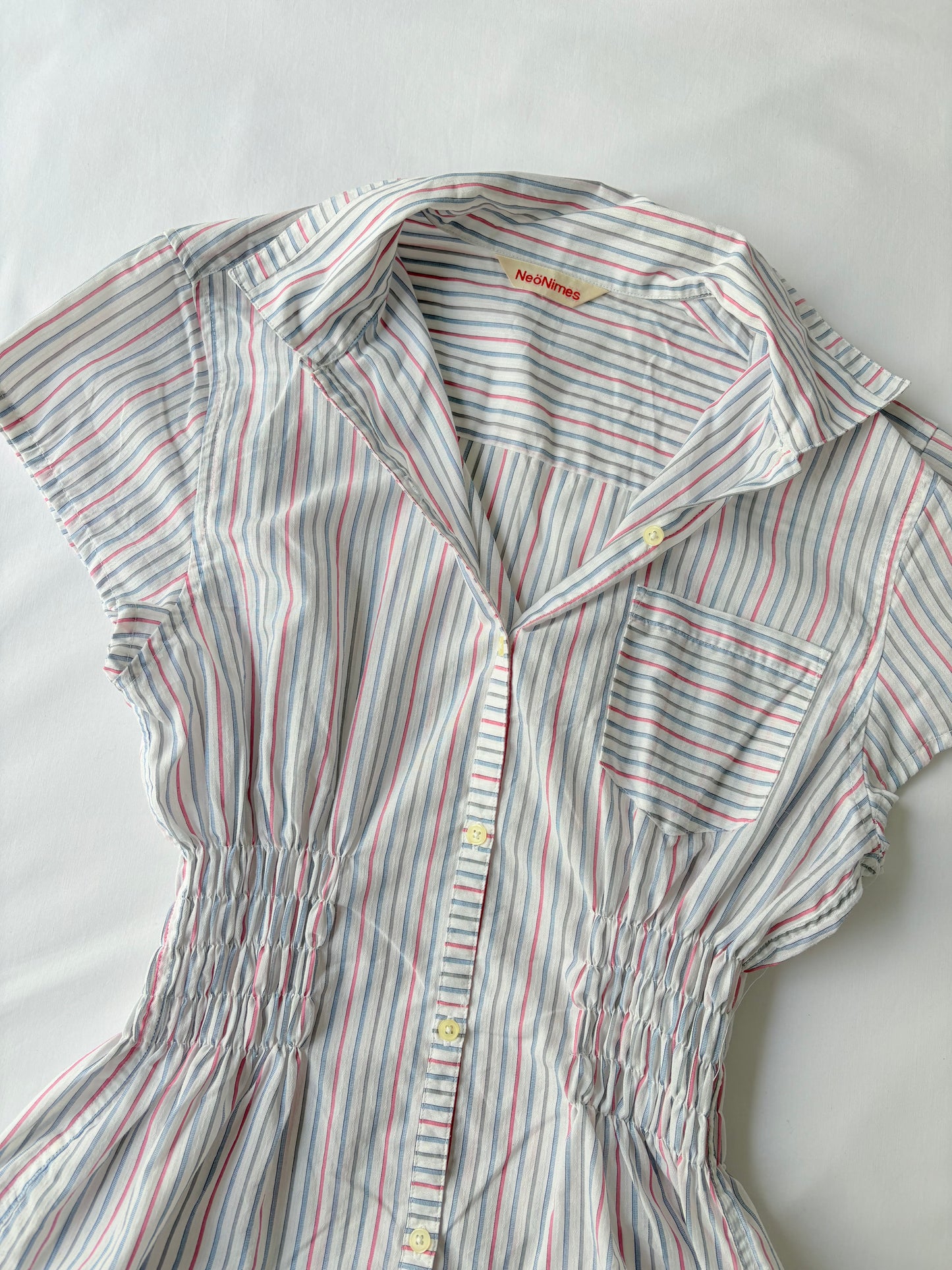 00’s Cinched striped shirt | Size 10-12