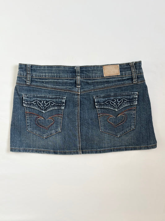 00’s Embroidered denim mini skirt | Size 12