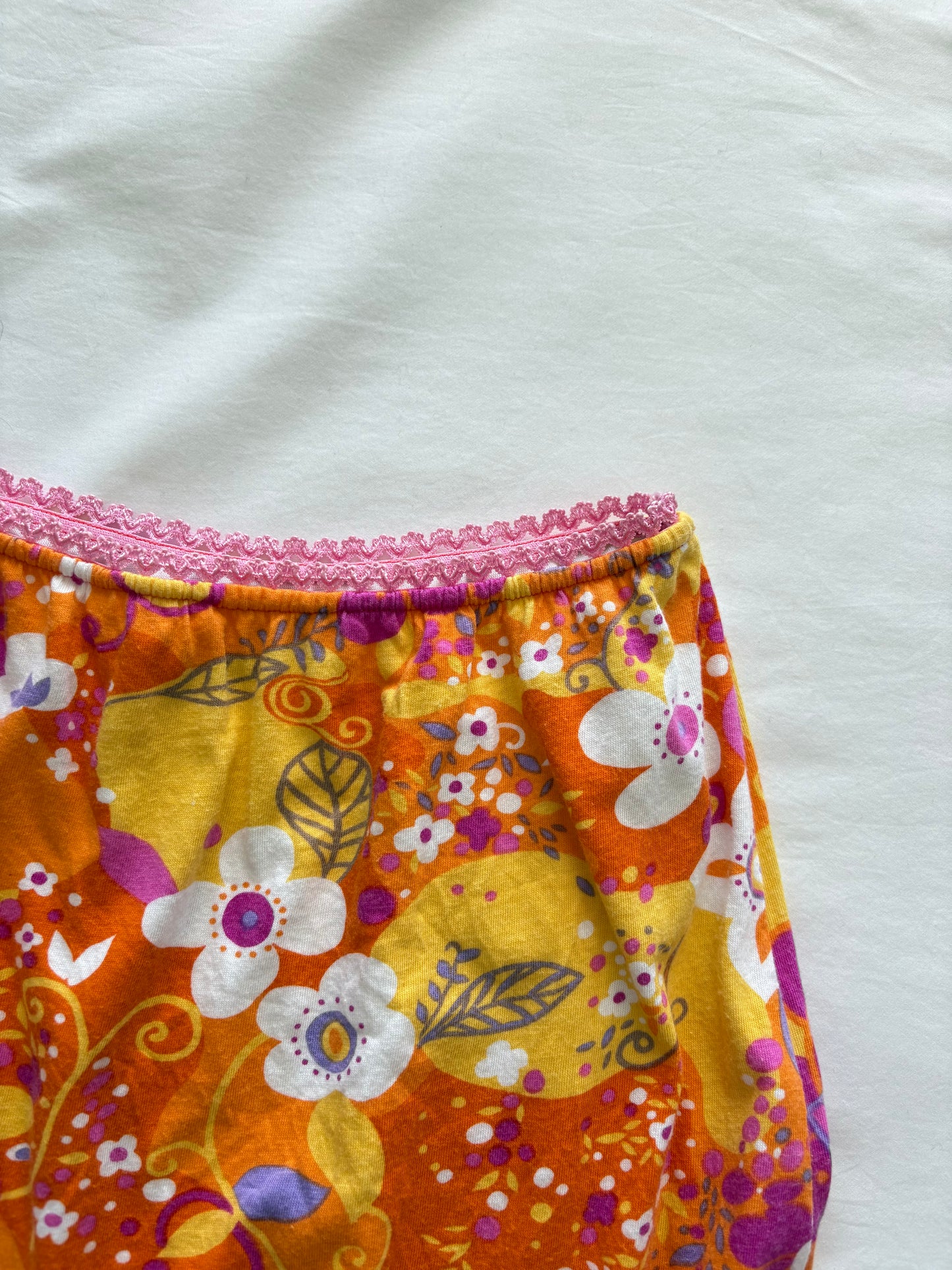 00’s Orange floral midi skirt | Size Medium