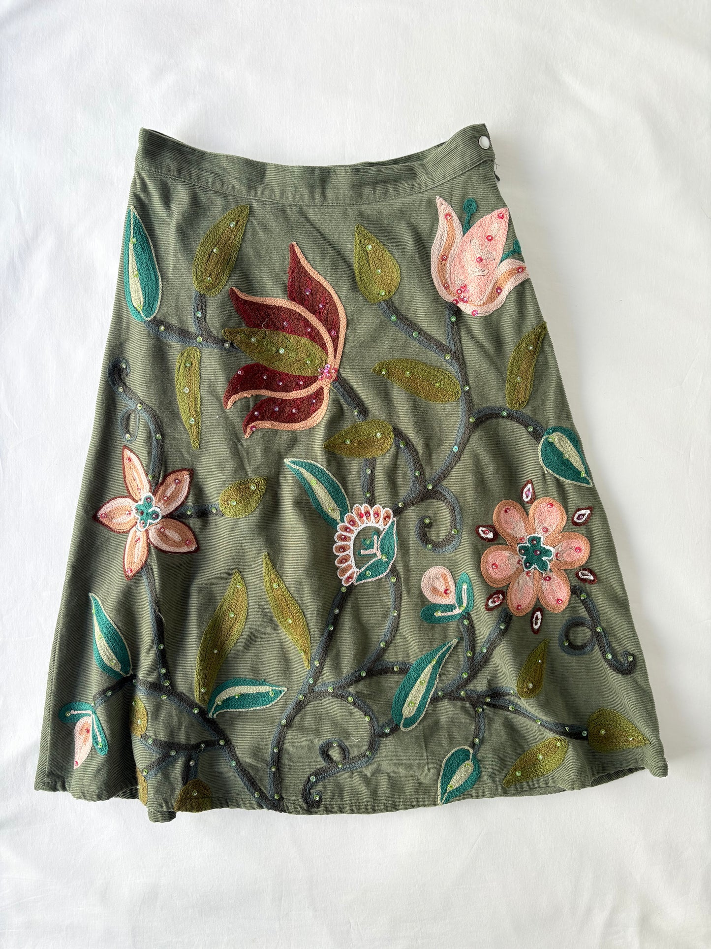 00’s Beaded green midi skirt | Size 6