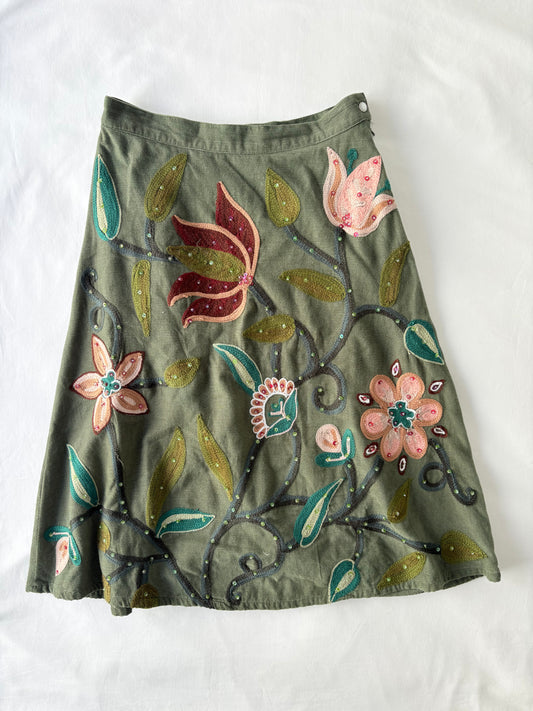 00’s Beaded green midi skirt | Size 6